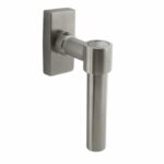 Raamkruk L-vorm recht op stalen rechthoekige rozet rvs