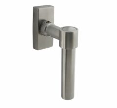 Raamkruk L-vorm recht op stalen rechthoekige rozet rvs