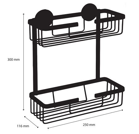 Differnz Doucherekje Rechthoek 2-laags Mat Zwart