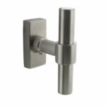 Raamkruk T-vorm recht op stalen rechthoekige rozet rvs