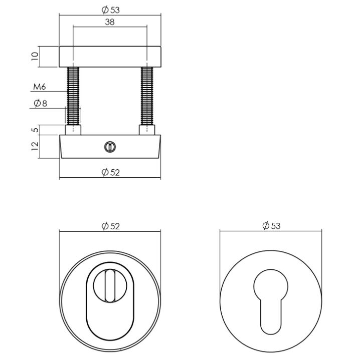 Set voordeurbeslag rond voordeurknop, SKG rozetten en deurkruk/rozet rvs mat zwart