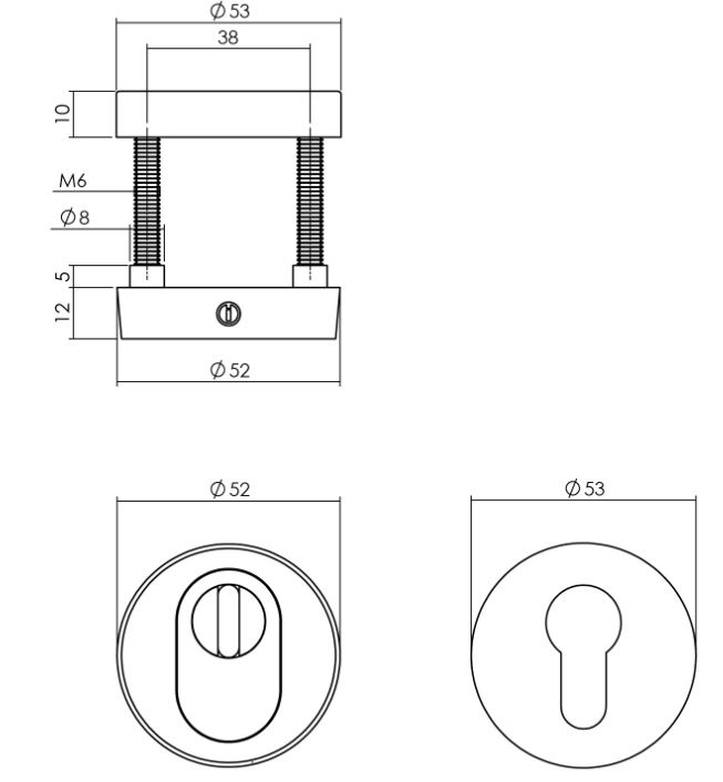 Set voordeurbeslag rond voordeurknop, SKG rozetten en deurkruk/rozet rvs