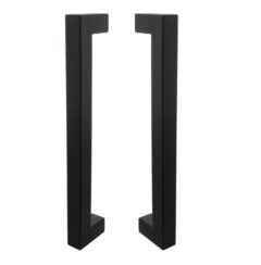 Set Deurgrepen vierkant 325x60x25mm HoH 300mm rvs mat zwart