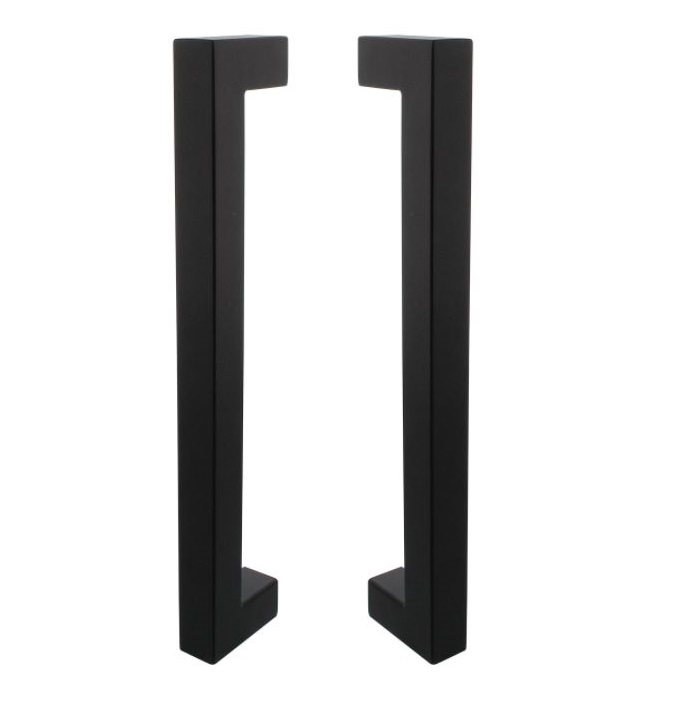 Set Deurgrepen vierkant 325x60x25mm HoH 300mm rvs mat zwart