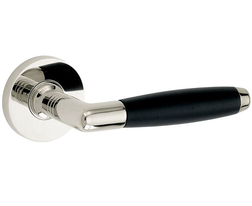 Deurkruk op geveerd rozet Ton ebben/Vivo glans nikkel