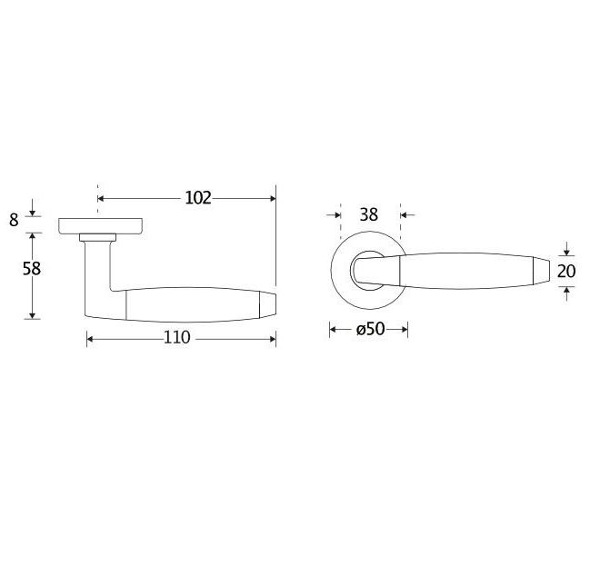Deurkruk op geveerd rozet Ton ebben/Vivo glans nikkel