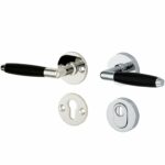 SKG3 kruk/kruk op rozet Ton Links + kerntrekbeveiliging glans nikkel/glans chroom