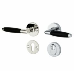 SKG3 kruk/kruk op rozet Ton Links + kerntrekbeveiliging glans nikkel/glans chroom