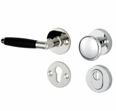 SKG3 knop/kruk op rozet Ton Links + kerntrekbeveiliging glans nikkel/glans chroom