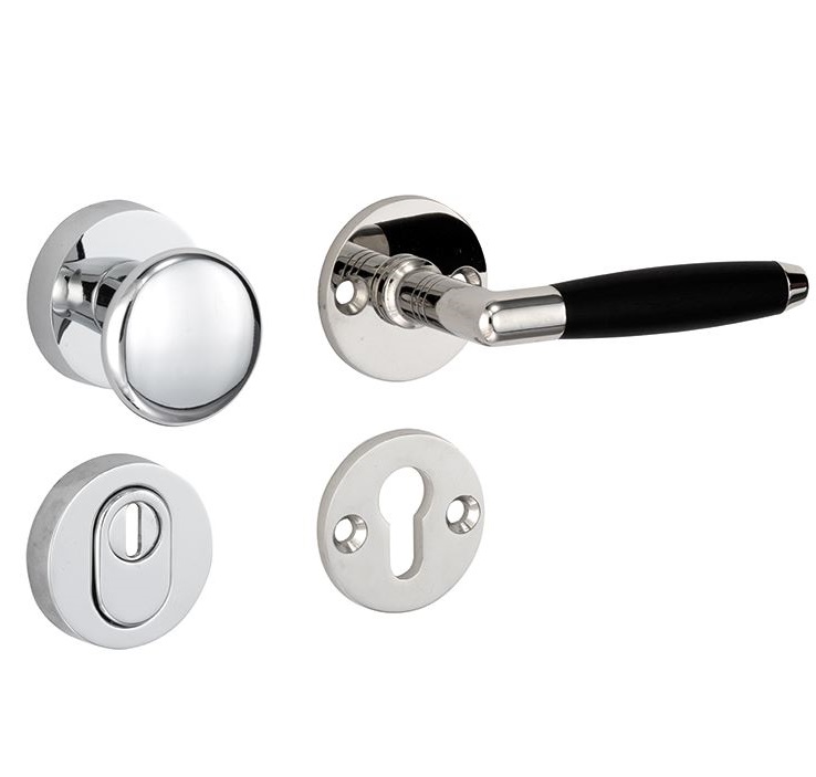 SKG3 knop/kruk op rozet Ton Rechts + kerntrekbeveiliging glans nikkel/glans chroom