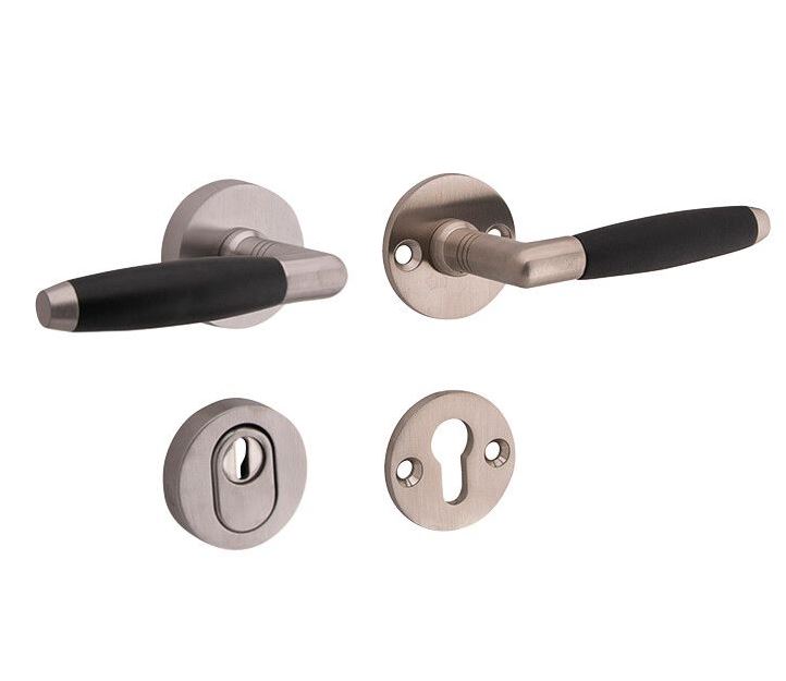 SKG3 kruk/kruk op rozet Ton Rechts + kerntrekbeveiliging mat nikkel/mat nikkel PVD