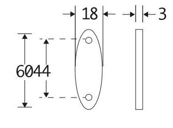 Vulplaat tbv raamsluiting 3 mm ovaal glans nikkel