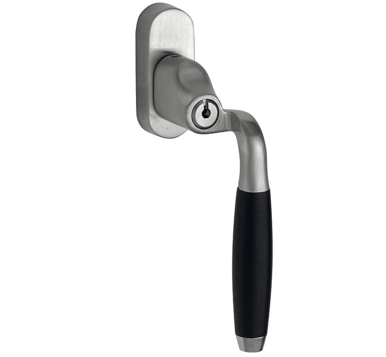 SKG2 Draaikiepgarnituur afsluitbaar Ton ebben/Smal Rechts mat nikkel ongelakt