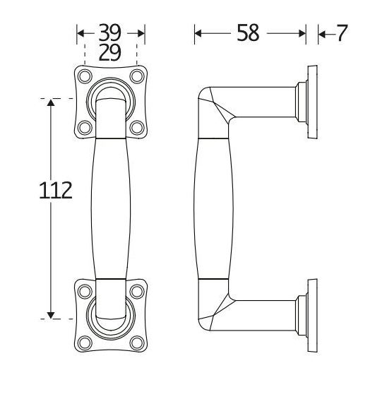 Deurgreep Ton ebben/vierkant mat nikkel ongelakt