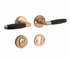 SKG3 kruk/kruk op rozet Ton Rechts + kerntrekbeveiliging messing antiek