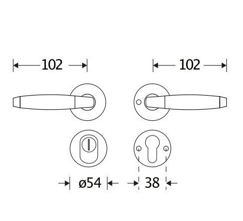 SKG3 kruk/kruk op rozet Ton Links + kerntrekbeveiliging messing antiek