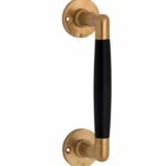 Deurgreep Ton ebben/rond messing antiek