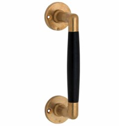 Deurgreep Ton ebben/rond messing antiek