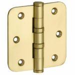 Kogellagerscharnier 76x76 ronde hoek vlak messing gelakt