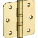 Kogellagerscharnier 89x89 ronde hoek vlak messing ongelakt