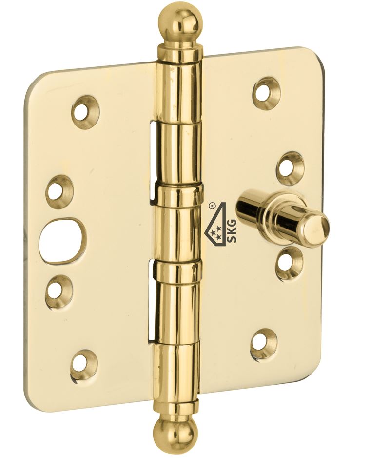 Kogellagerscharnier SKG3 89x89 ronde hoek bol messing PVD