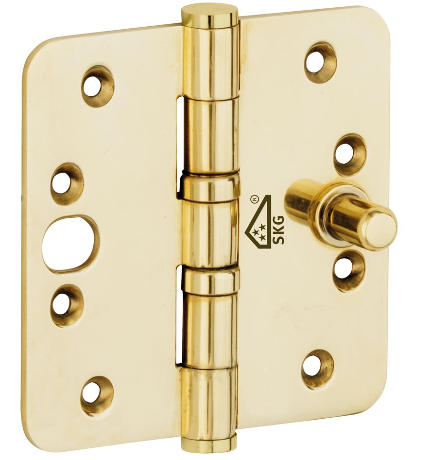 Kogellagerscharnier SKG3 89x89 ronde hoek vlak messing ongelakt