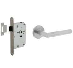 Intersteel deurbeslag set loopslot RVS + Deurkruk hoek 90° RVS