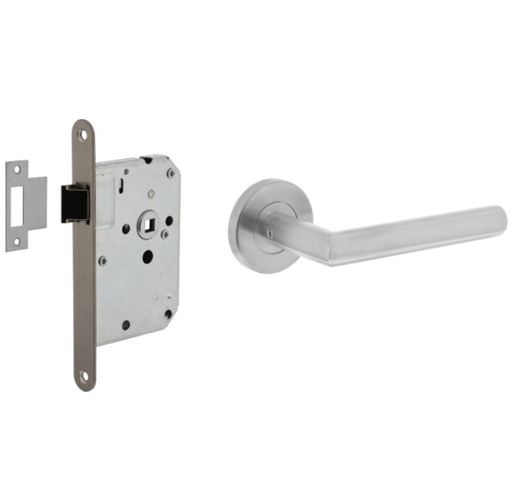 Intersteel deurbeslag set loopslot RVS + Deurkruk hoek 90° RVS