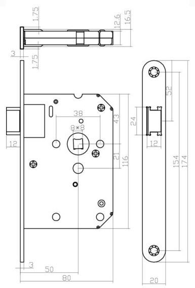 Intersteel deurbeslag set loopslot RVS + Deurkruk hoek 90° RVS