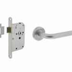 Intersteel deurbeslag set loopslot wit + Deurkruk recht RVS