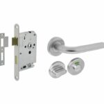 Intersteel deurbeslag set WC-Slot 63/8 mm wit + Deurkruk recht RVS + WC-Sluiting