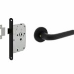 Deurbeslag set loopslot zwart + Deurkruk Eucla met rozet zwart