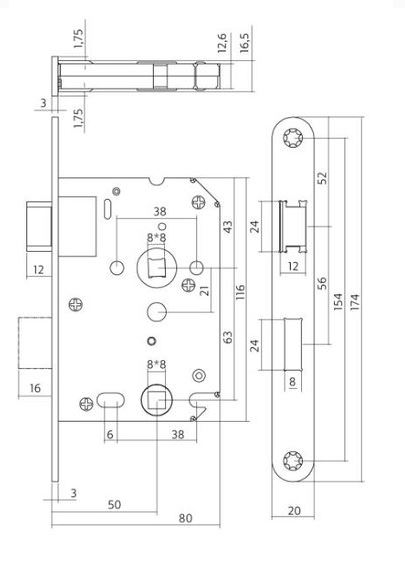 Deurbeslag set WC-Slot 63/8 mm wit + Deurkruk recht RVS + WC-Sluiting