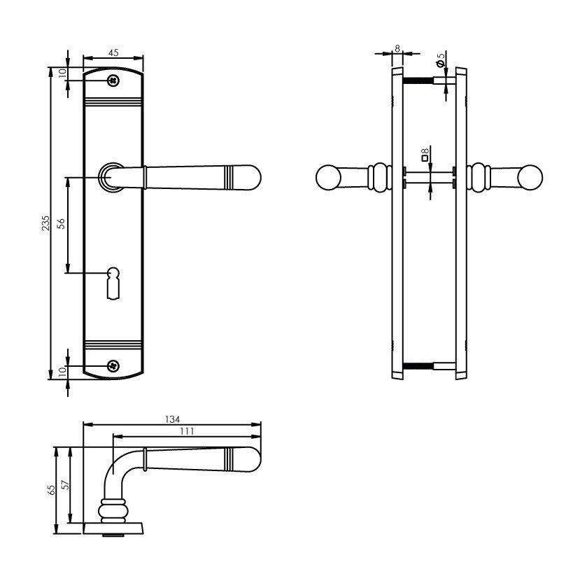 Intersteel Deurkruk Helena op schild SL56 nikkel mat