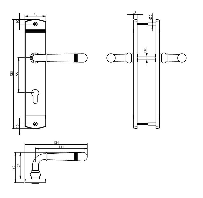 Intersteel Deurkruk Helena op schild PC55 nikkel mat