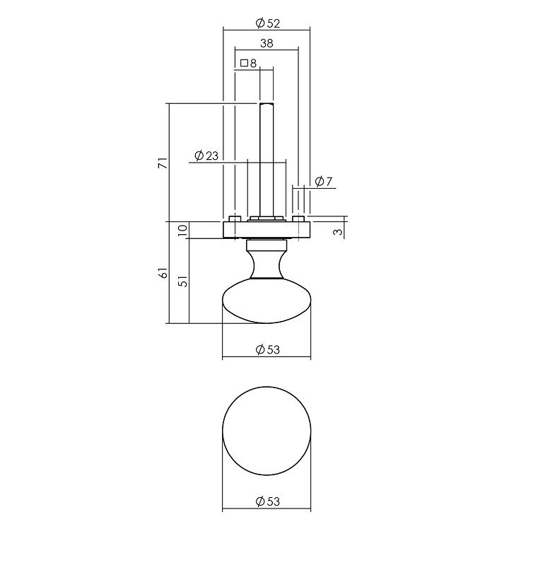Intersteel voordeurknop rond Centraal vast op rond rozet nikkel mat - Afbeelding 2