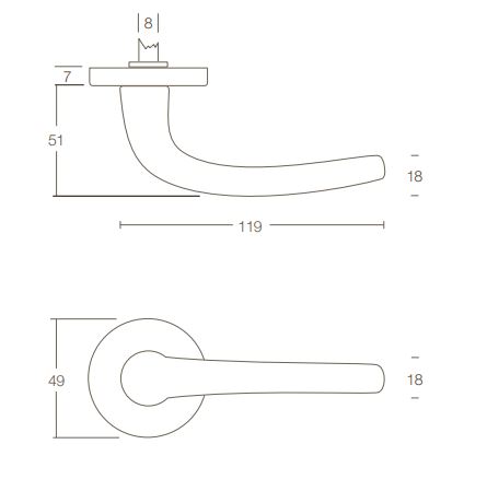 Gatdeel Links Deurkruk Cosmos op rozet messing gelakt