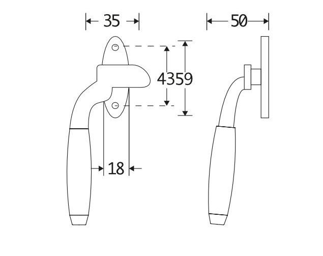 Raamsluiting Met Sluitplaat Rechts Ton ebben mat chroom
