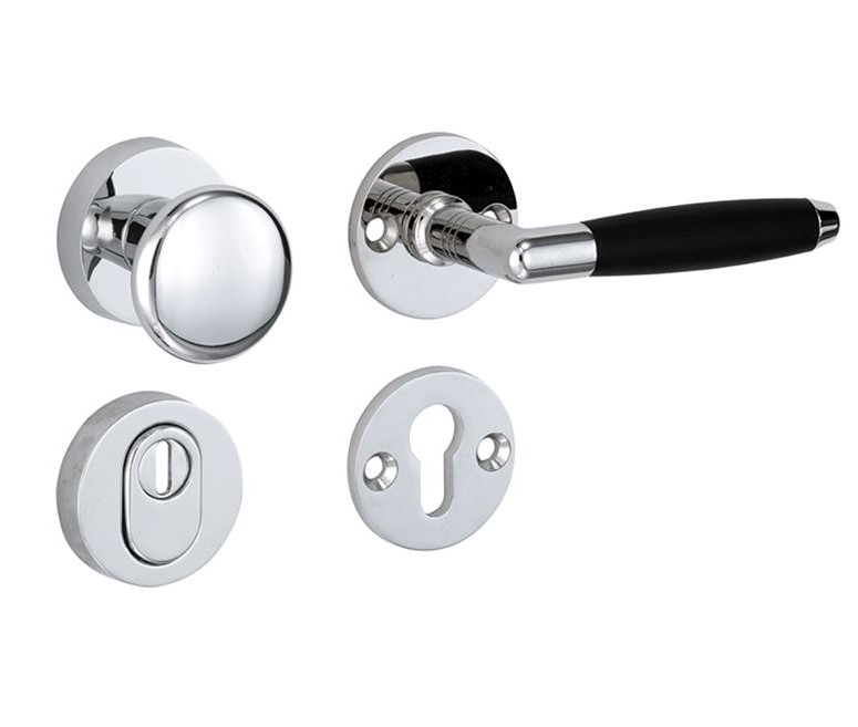 SKG3 knop/kruk op rozet Ton Rechts + kerntrekbeveiliging glans chroom