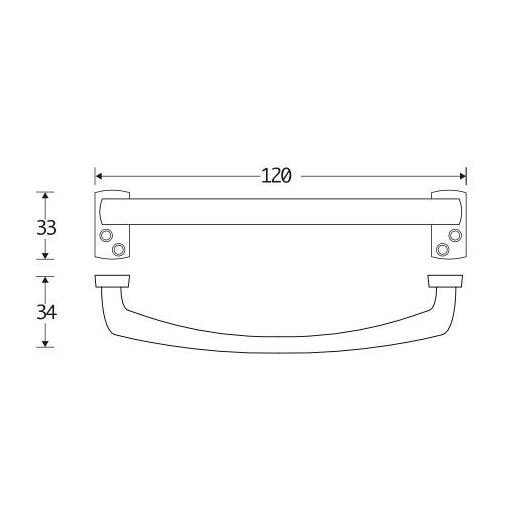 Raamgreep Elegant messing getrommeld ongelakt