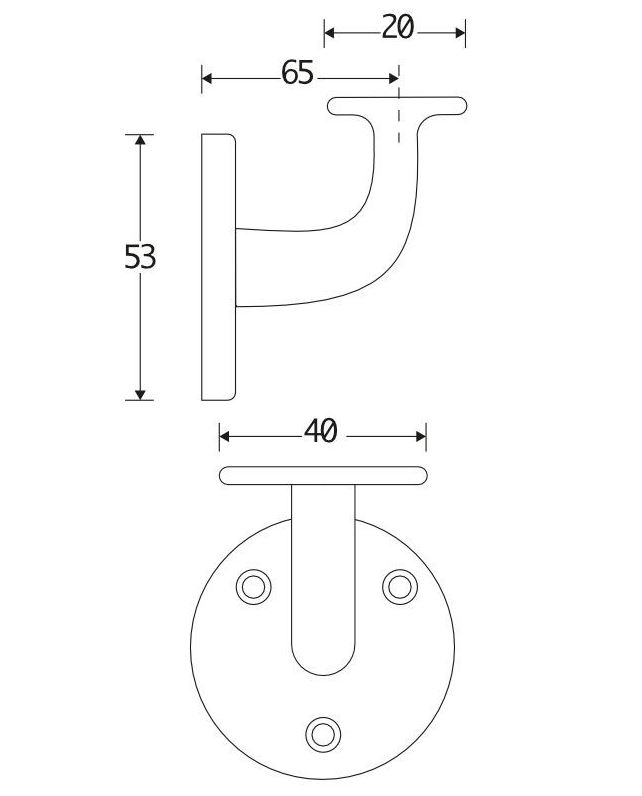 Leuninghouder Elegant hol opschroevend glans chroom