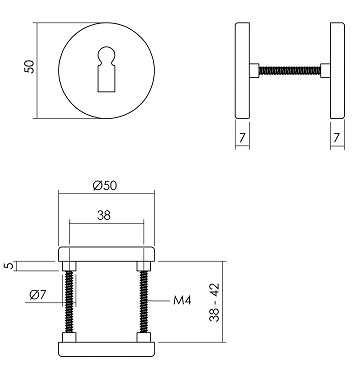 Intersteel sleutelplaatjes ø50x7 mm + 7mm nokken zwart - Afbeelding 2