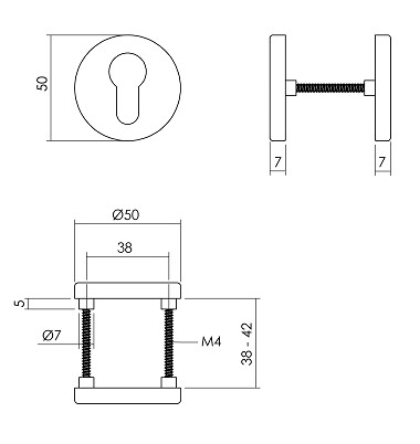 Intersteel profielcilinderplaatjes ø50x7 mm + 7mm nokken zwart - Afbeelding 2