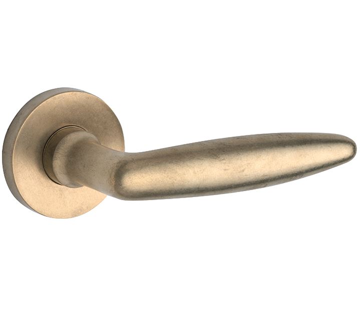 Deurkruk op geveerd rozet Dudok/Vivo messing antiek