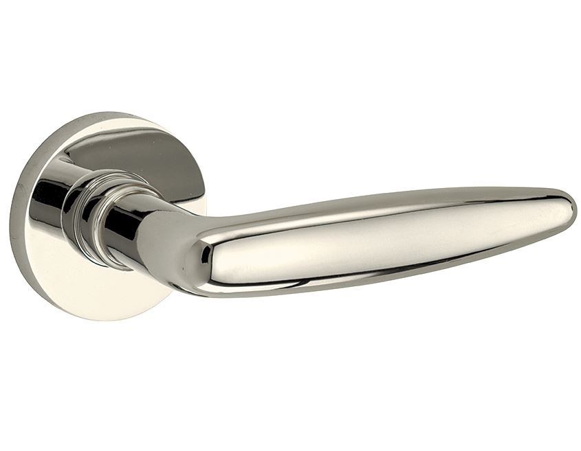 Deurkruk op geveerd rozet Dudok/Vivo glans nikkel