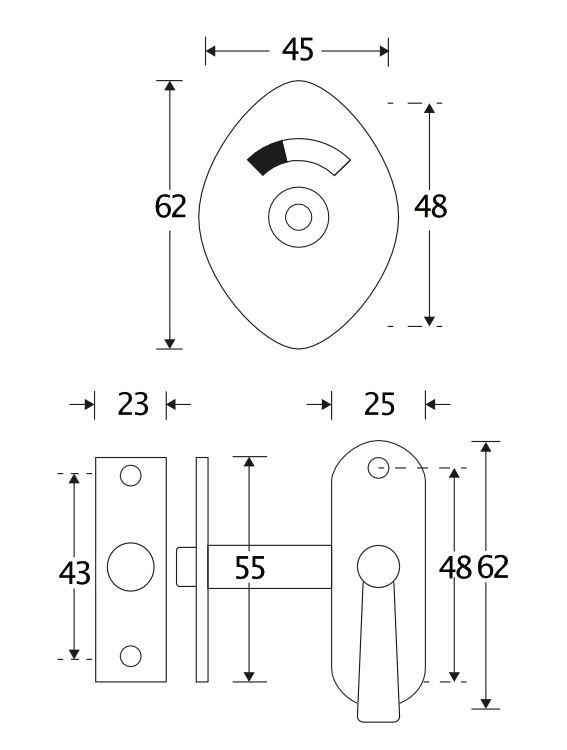Vrij/Bezet insteekgrendel Elegant messing gelakt