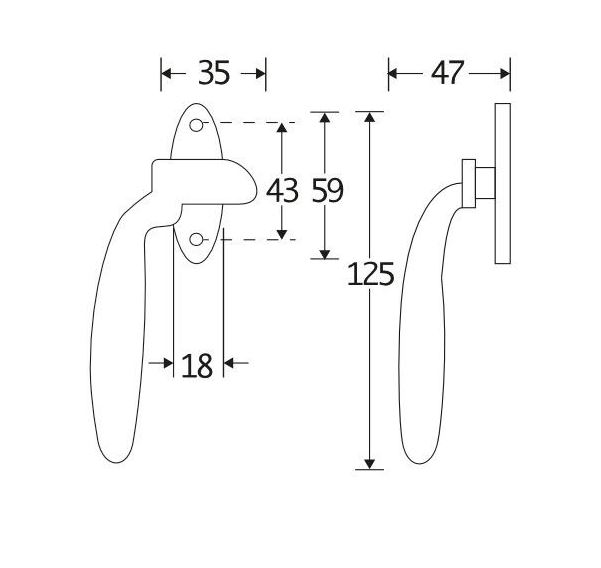 Raamboom Met Sluitplaat Links Dudok mat chroom