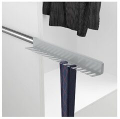 Stropdas- en riemhouder rechts voor 18 stropdassen/riemen zilvergrijs