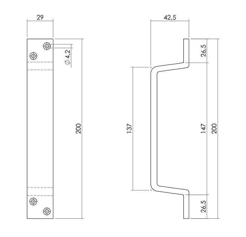 Intersteel handgreep 200 mm mat zwart - Afbeelding 2
