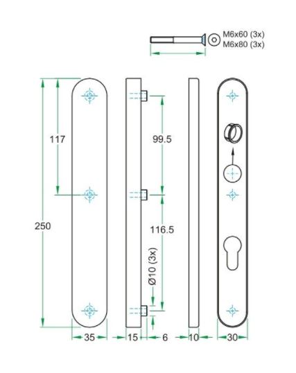 SKG3 kruk/blind schildpaar PC72 PRIO RVS